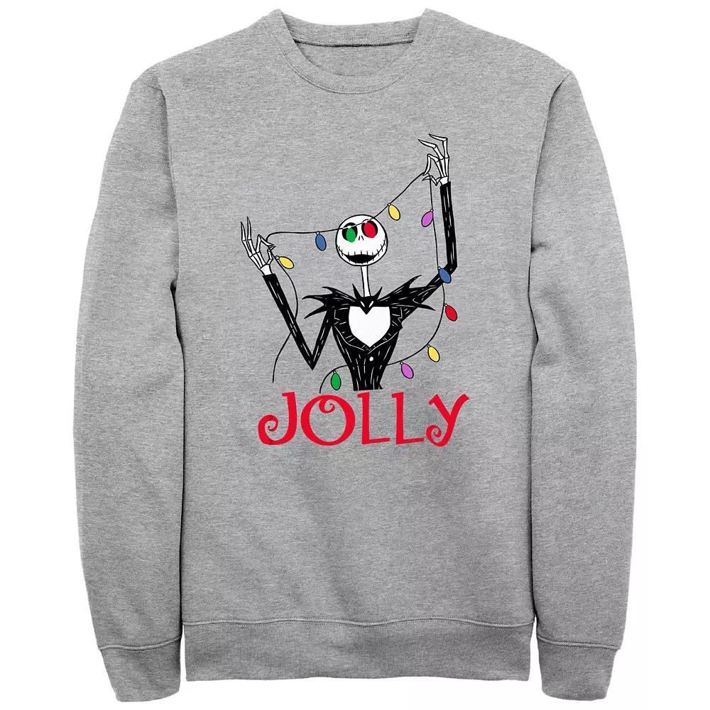 Disney's The Nightmare Before Christmas Big & Tall Jolly Jack Lights Graphic Fleece Pullover, Men's, Size: 3XL Tall, Athletic Grey Product Image