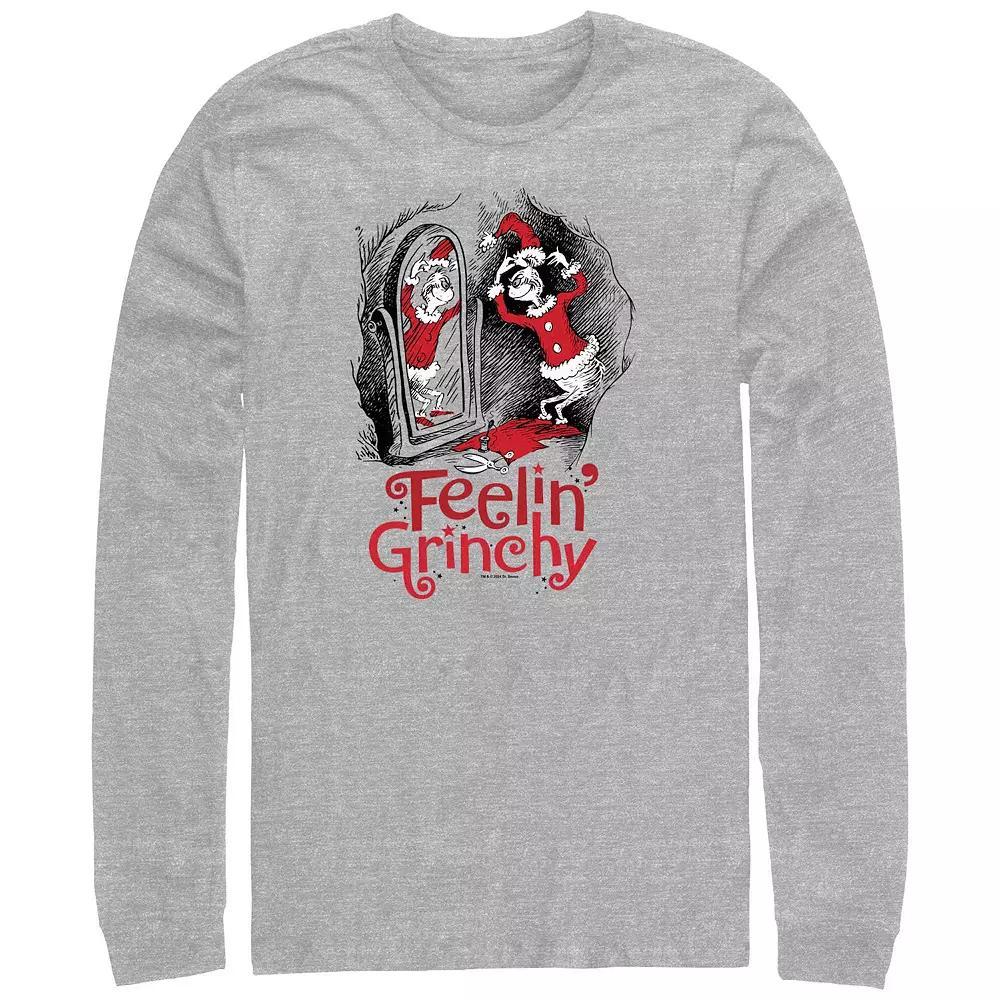 Big & Tall Dr. Seuss Feeling Grinchy Long Sleeve Graphic Tee, Men's, Size: 3XL Tall, Athletic Grey Product Image