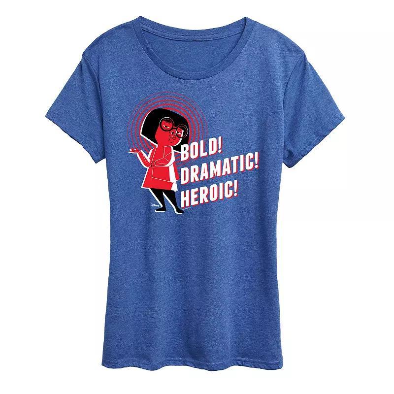 Disney / Pixars The Incredibles Edna Womens Bold Dramatic Graphic Tee Grey Blue Product Image
