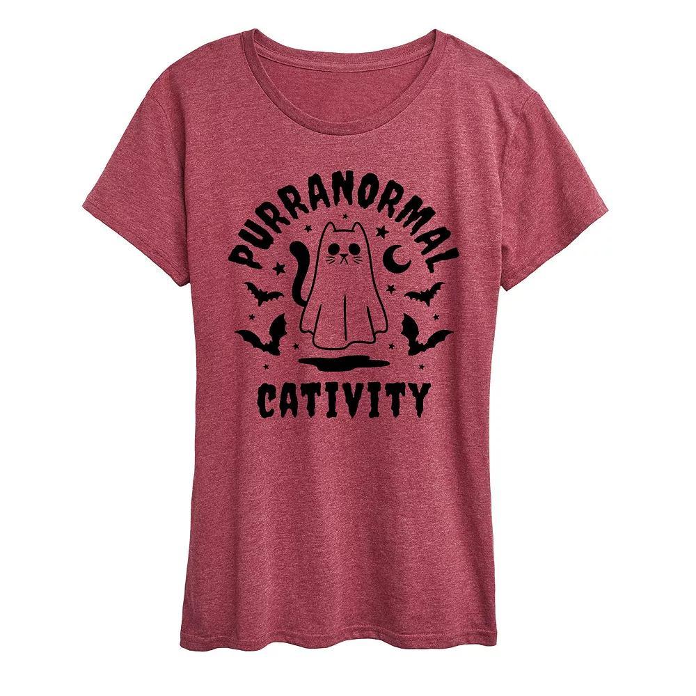Womens Purranormal Cativity Halloween Tee, Girls Grey Wine Product Image