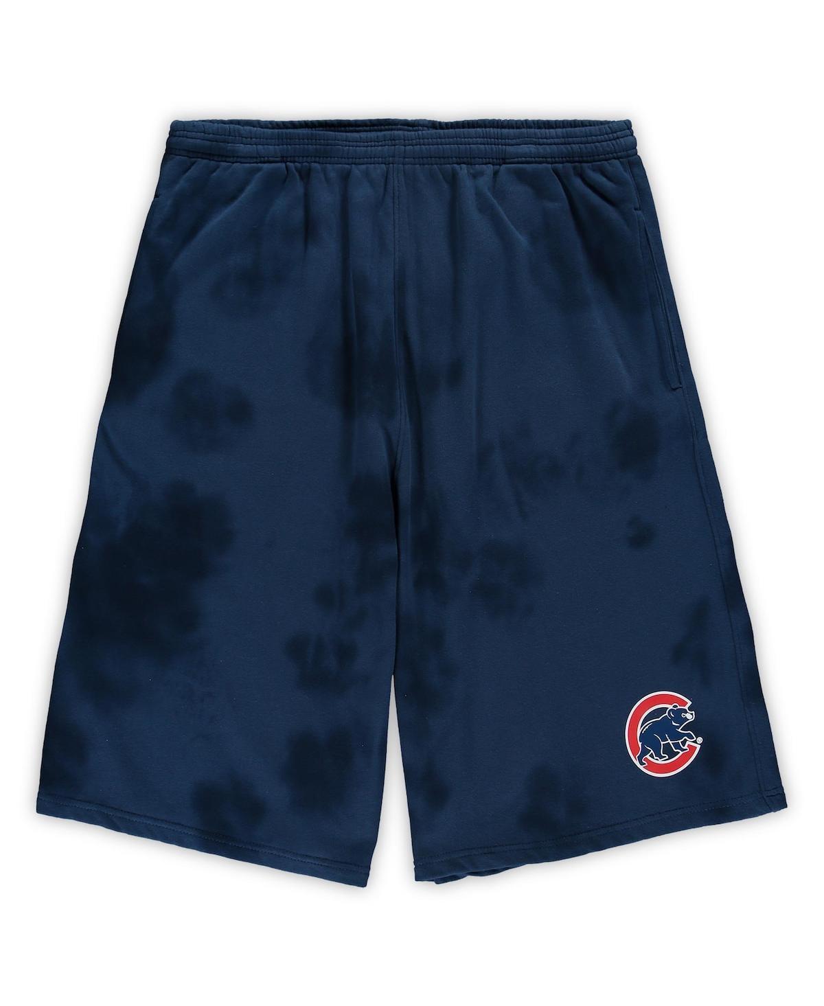Men's Navy Chicago Cubs Big & Tall Tye Dye Fleece Shorts, Size: 3XB, Blue Product Image