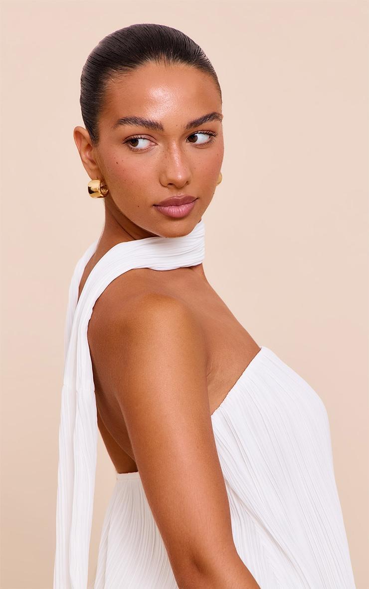 Cream Chiffon Bandeau Neck Scarf Detail Long Top Product Image