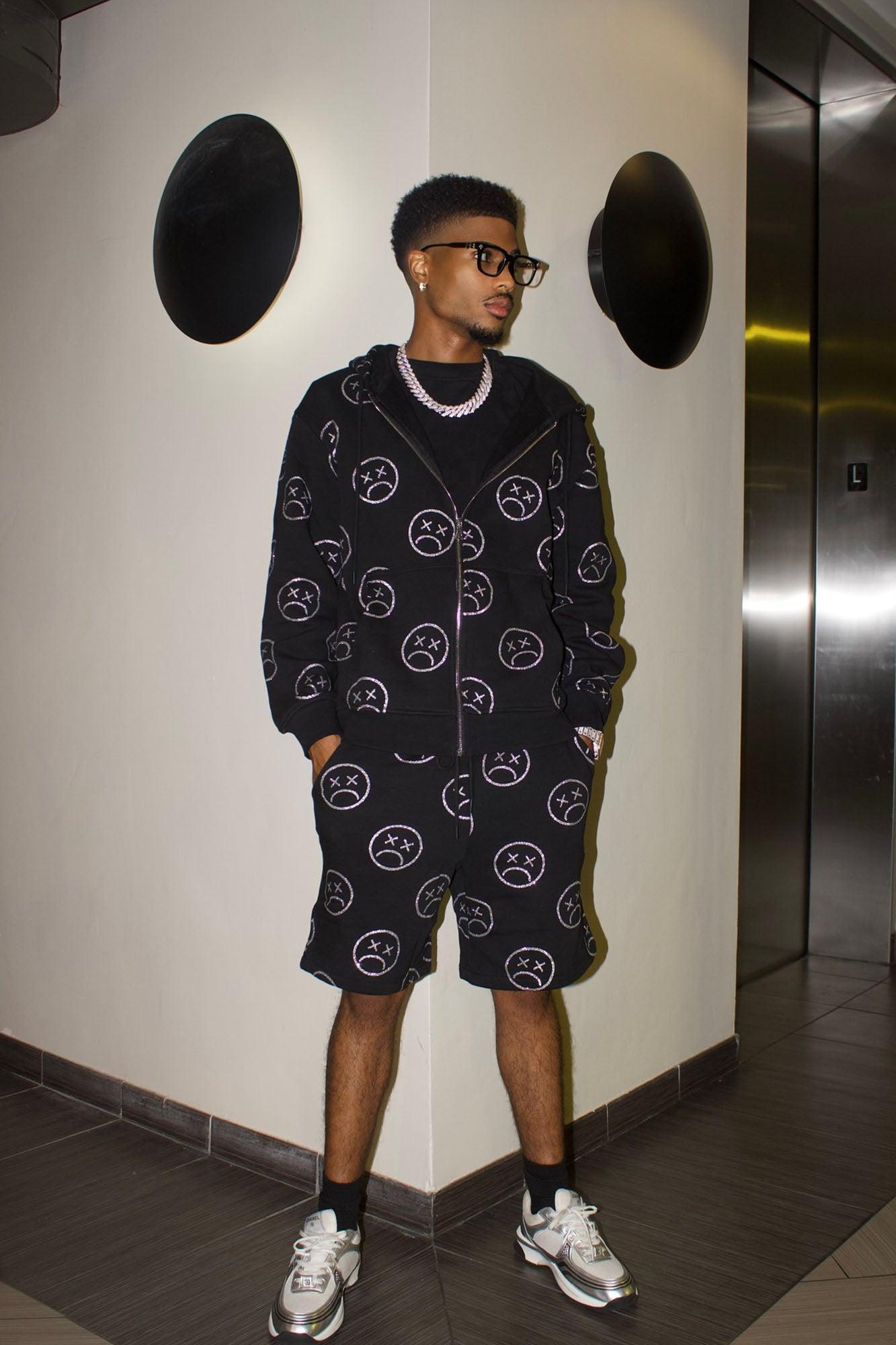 Sad Times Zip Up Hoodie - Black Product Image