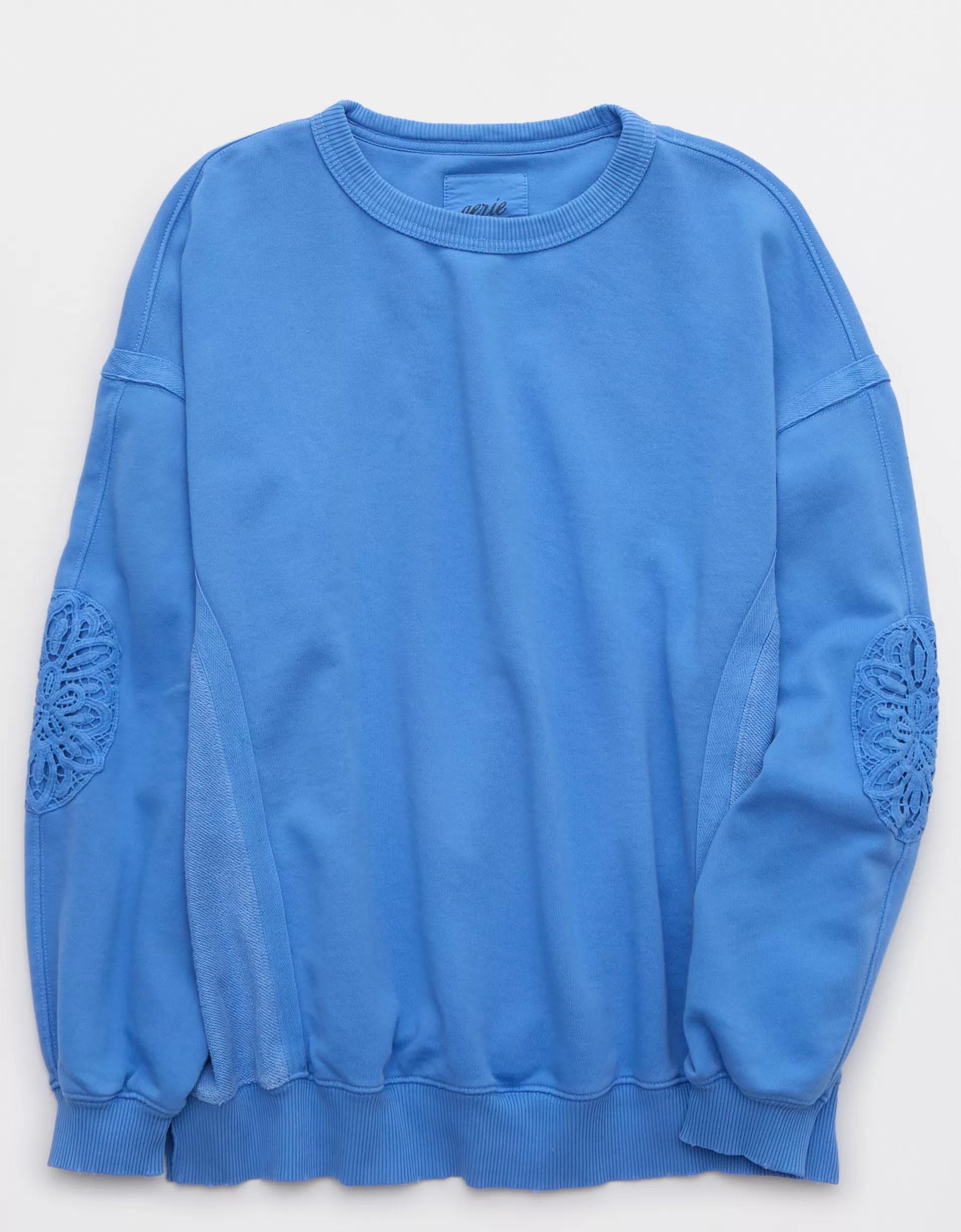 Aerie Keep It Light Crochet Crew Sweatshirt Product Image
