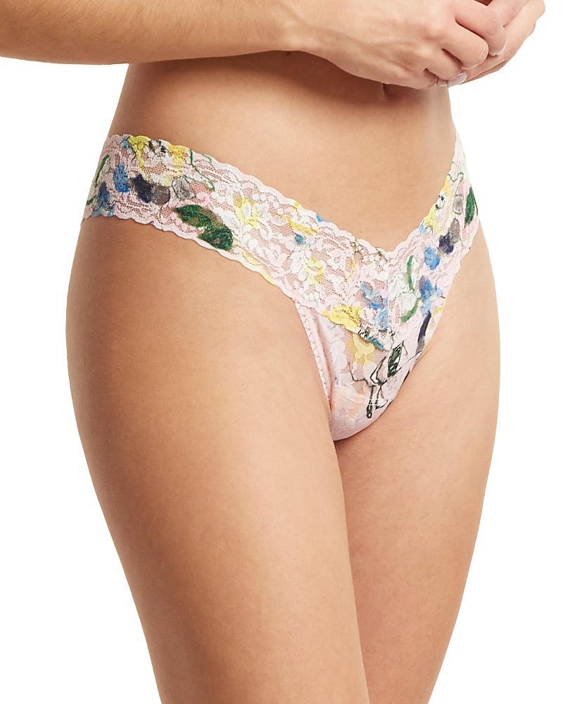 Printed Low-Rise Signature Lace Thong Product Image