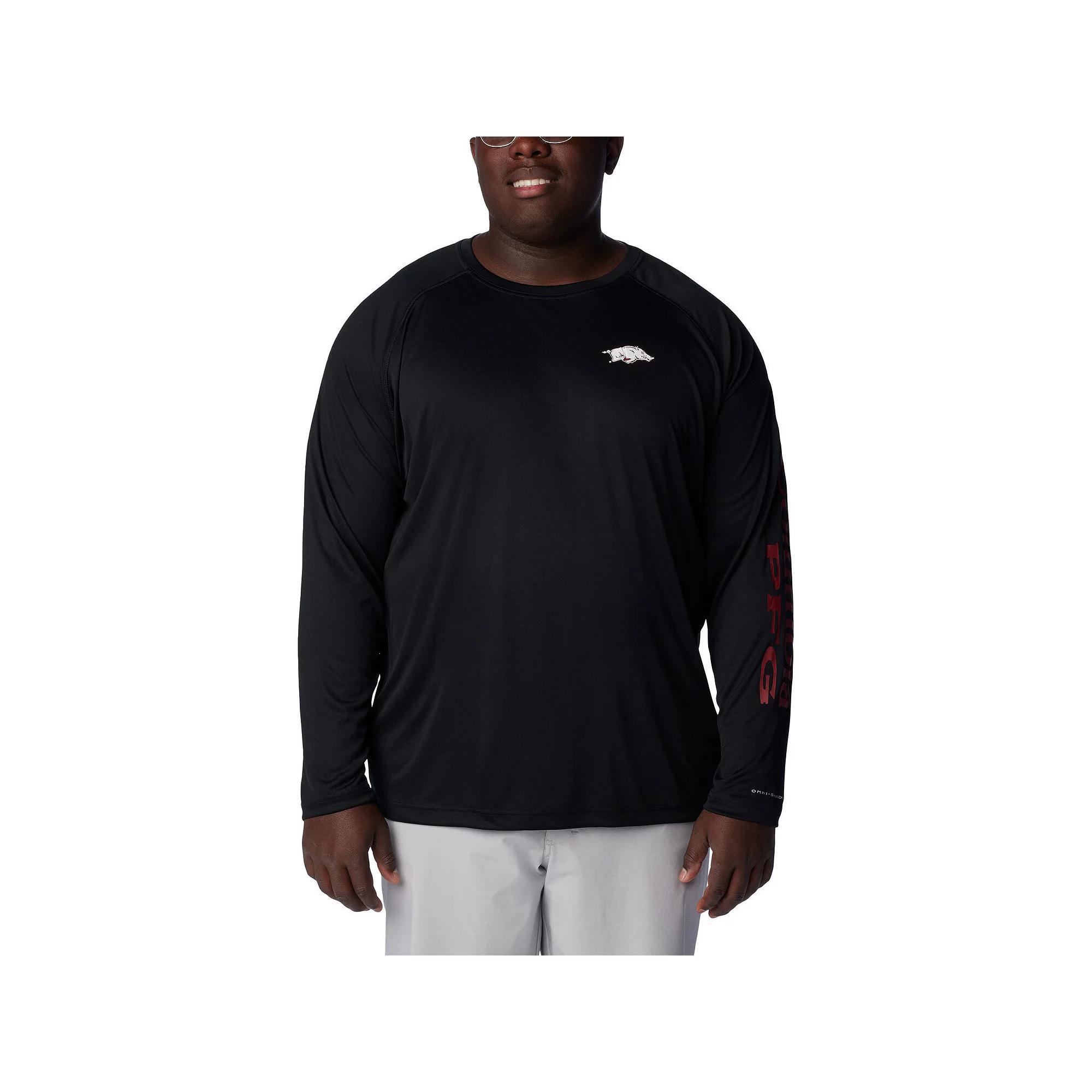 Men's Columbia Black Arkansas Razorbacks Big & Tall PFG Terminal Tackle Omni-Shade Raglan Long Sleeve T-Shirt, Size: 6XB Product Image
