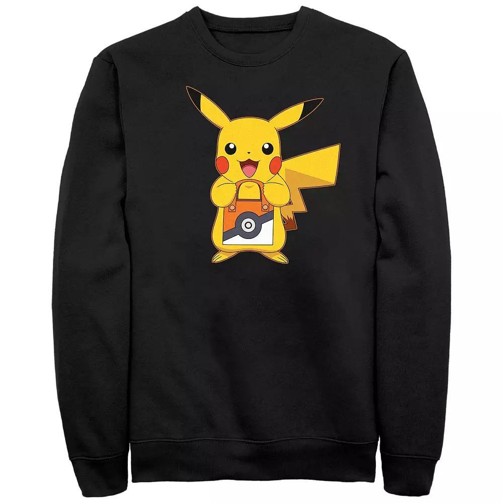 Men's Pokemon Pikachu Trick Or Treat Bag Graphic Fleece, Size: Large Tall, Black Product Image