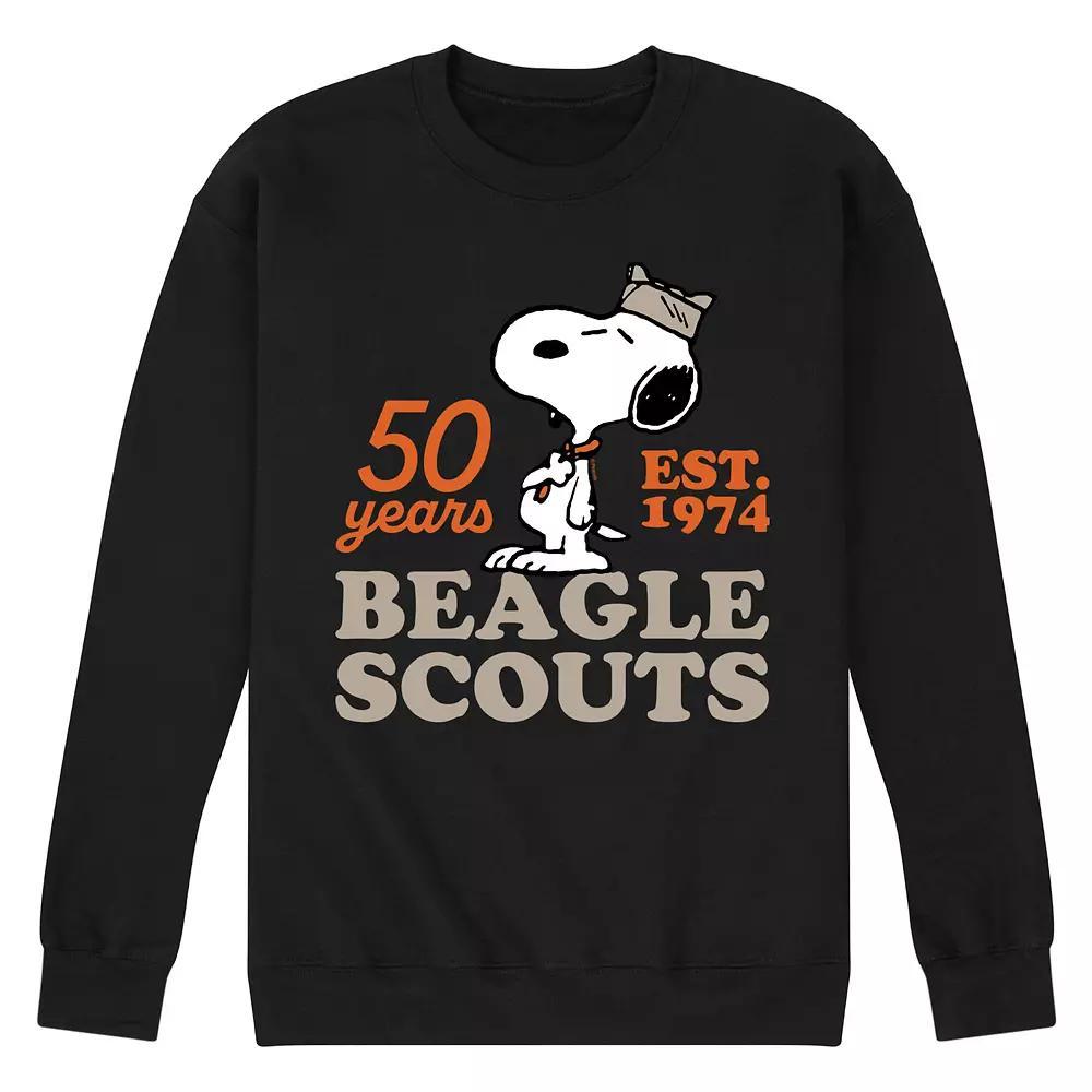 Mens Peanuts Beagle Scout Snoopy Hat Logo Fleece Sweatshirt Product Image