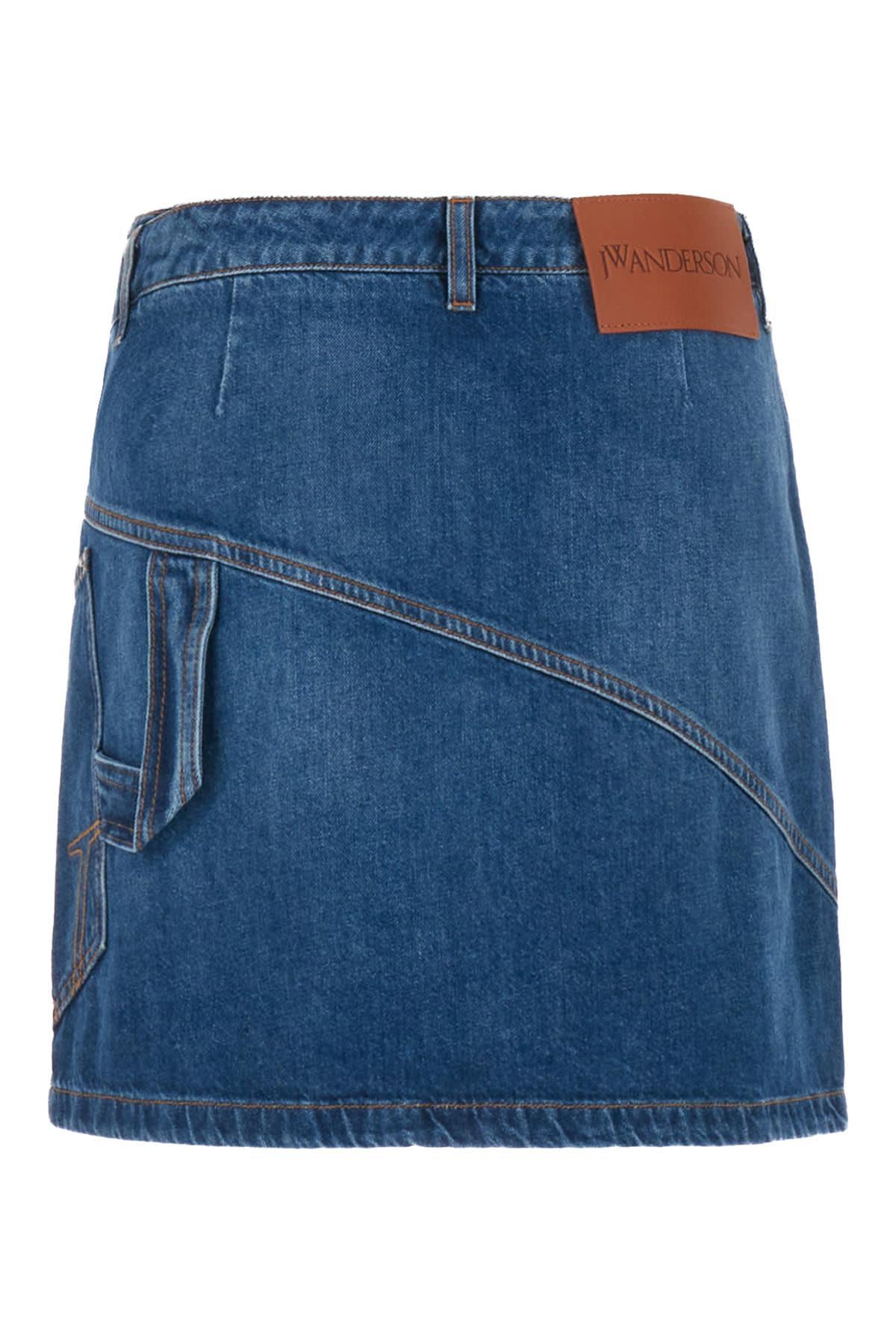 JW ANDERSON Twisted Mini Denim Skirt In Light Blue Product Image
