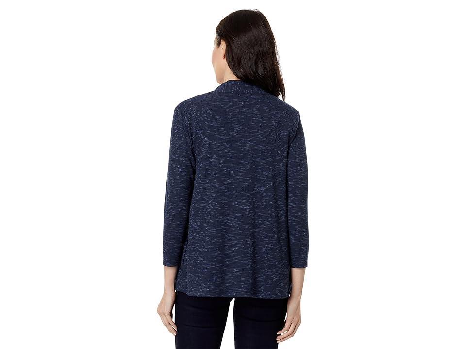 NIC+ZOE Petite Pocket Drapey Rib Cardigan (Dark Indigo) Women's Clothing Product Image