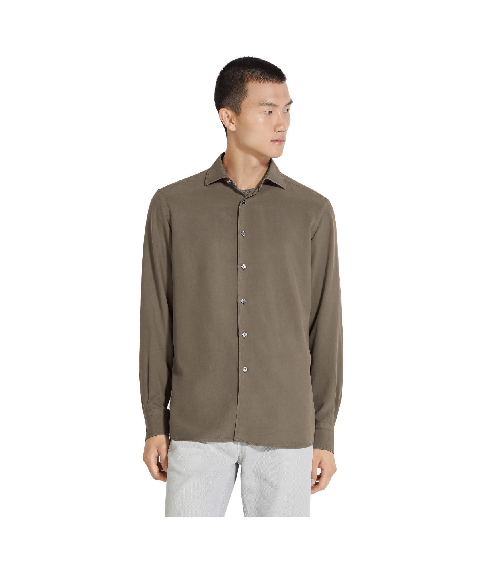 ZEGNA Long-sleeve Silk Shirt In N07 Product Image