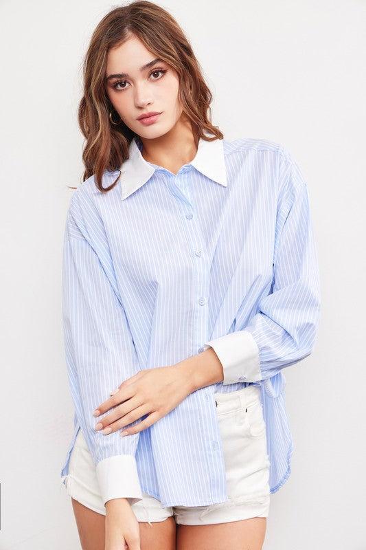 Cloud 9 Striped Collar Top Product Image