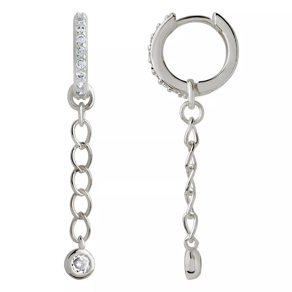 MC Collective Cubic Zirconia Maxine Huggie Chain Drop Earrings, Womens, Silver Tone Product Image
