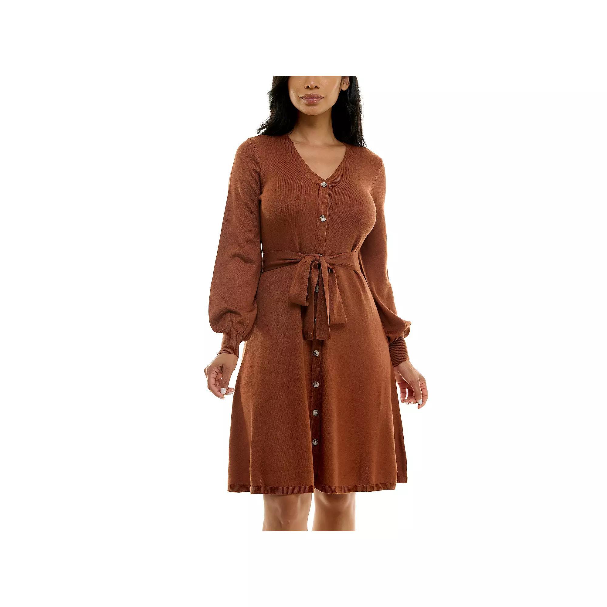 Women's Nina Leonard Balloon Sleeve Midi Sweater Dress, Size: XL, Deep Red Product Image