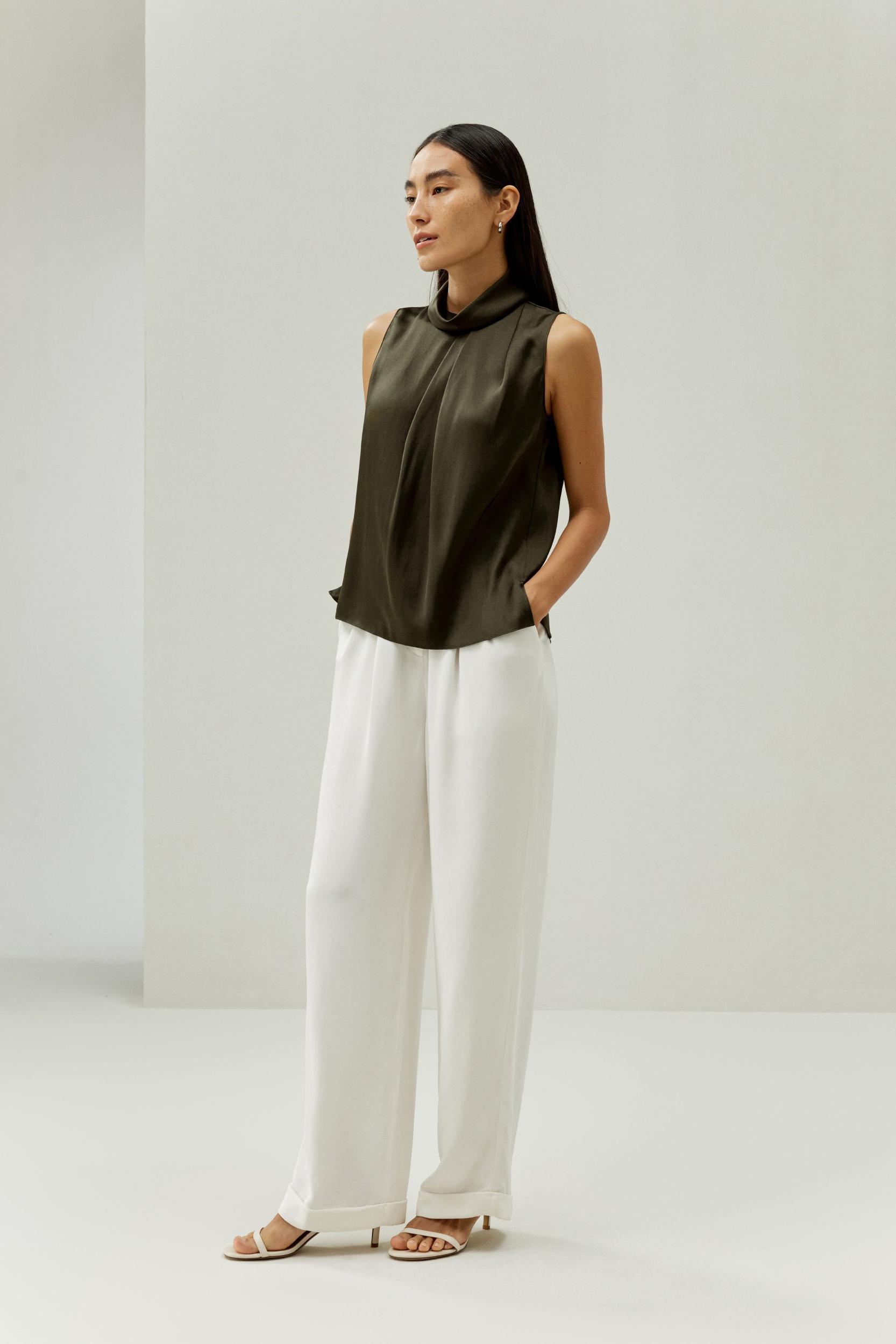 Asymmetrical Sleeveless Cowl Neck Top Product Image