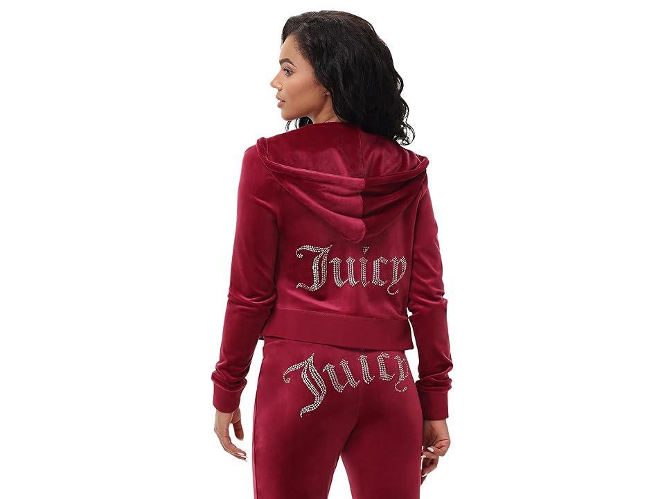Juicy Couture Classic Juicy Hoodie With Back Bling (Dark Crimson) Women's Clothing Product Image