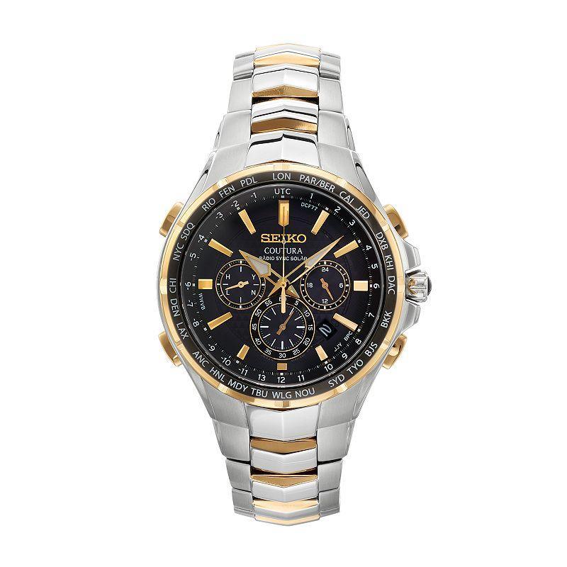 Seiko Mens Coutura Stainless Steel Solar Chronograph Watch - SSG009, Silver Tone Product Image