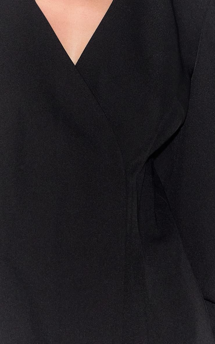 Black Cross Front Cocoon Sleeve Tailored Romper Product Image