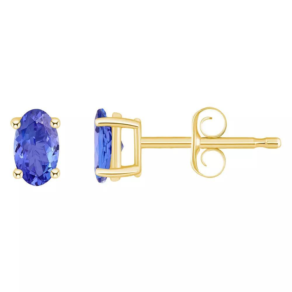 14k Gold Oval Tanzanite Stud Earrings, Women's, 14k White Gold Product Image