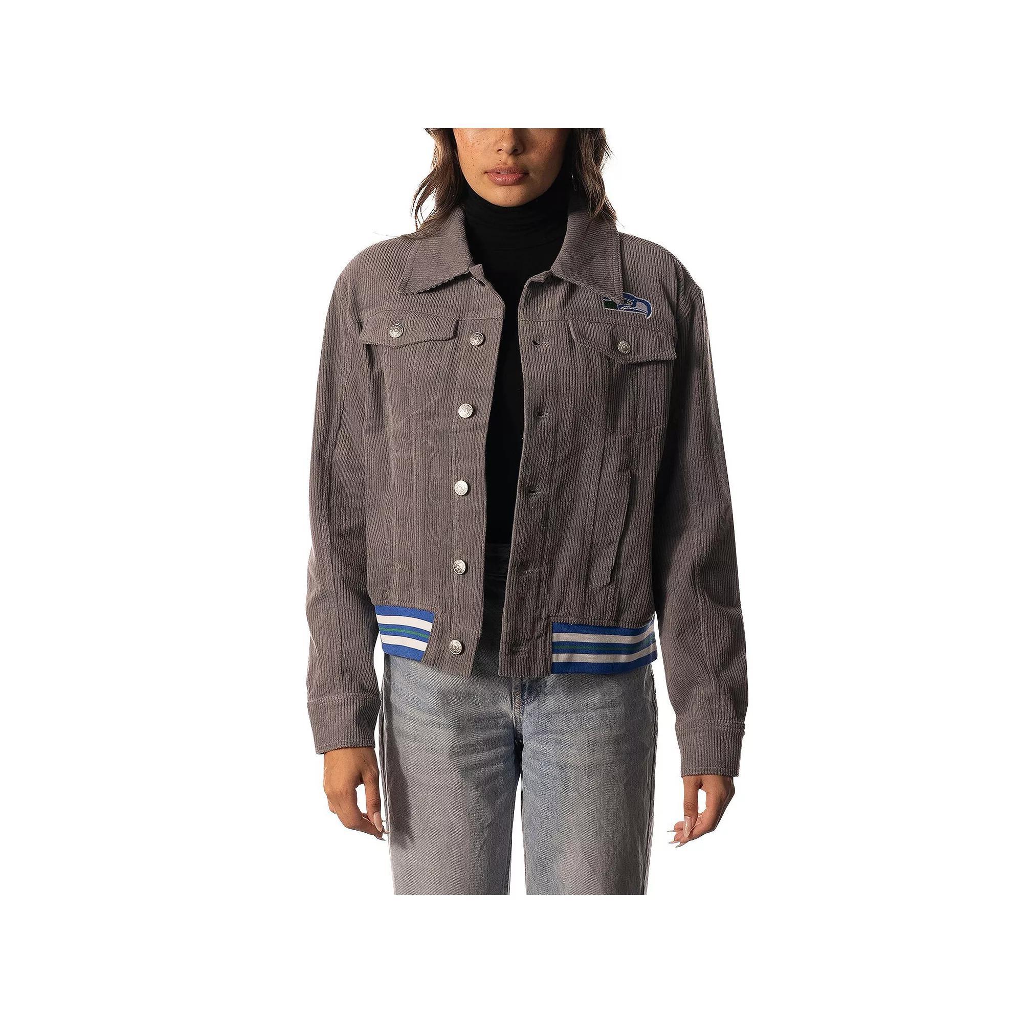 Womens The Wild Collective Seattle Seahawks Corduroy Button-Up Jacket Product Image
