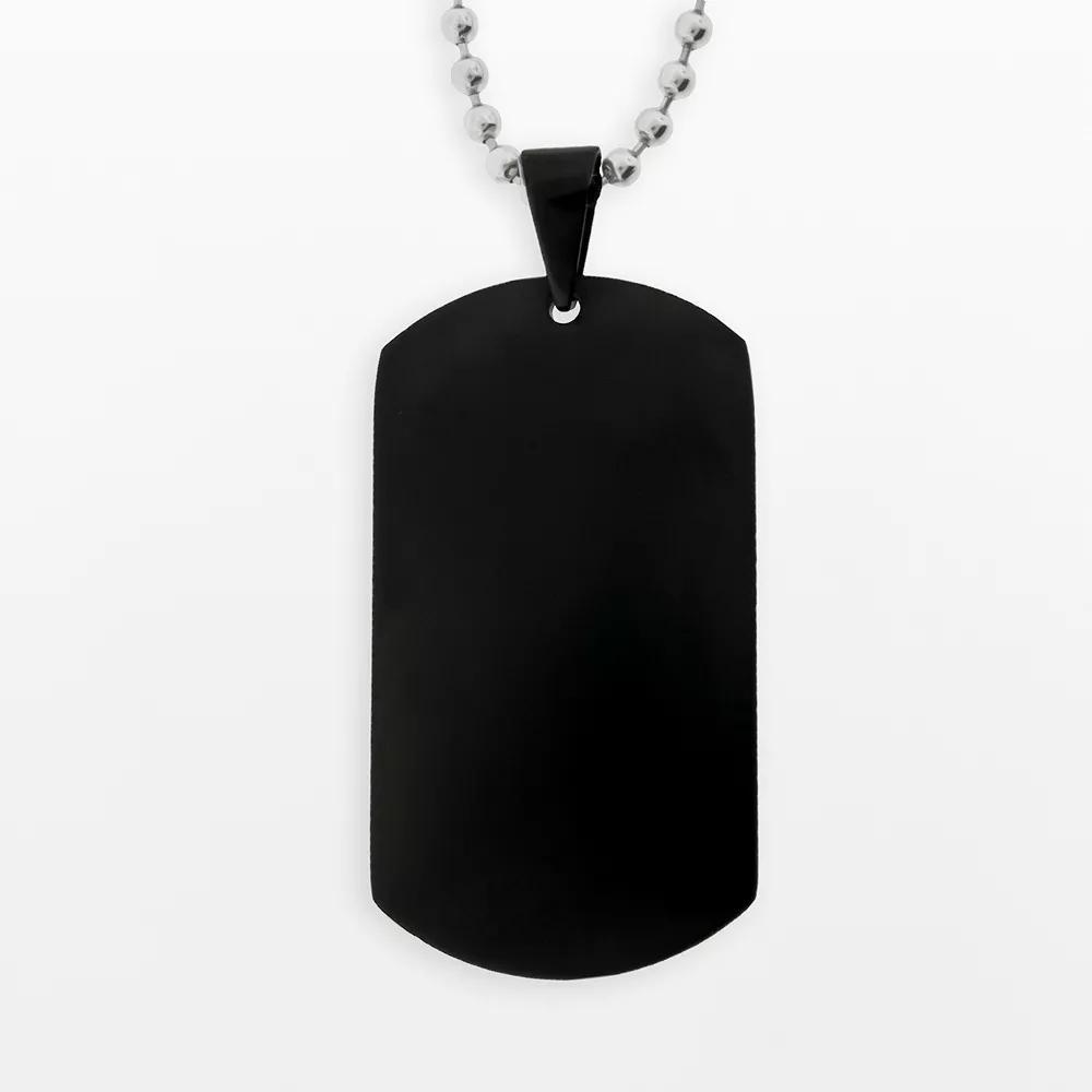 LYNX Stainless Steel Black Ion Dog Tag - Men, Men's, Size: 22", Silver Product Image