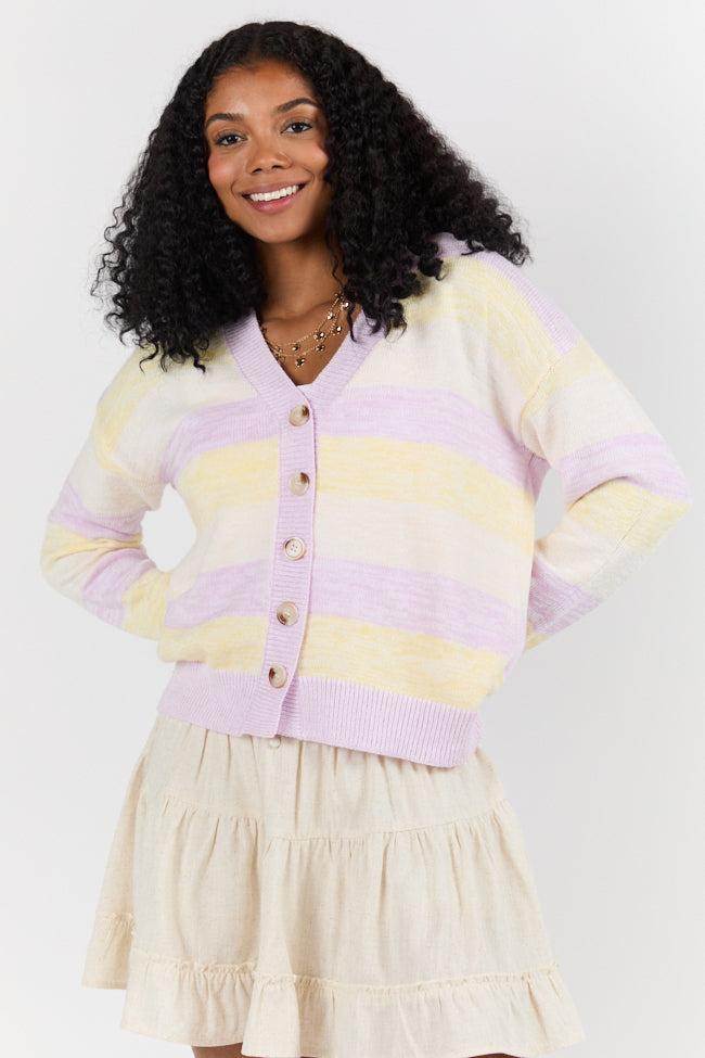 Simple Request Purple Multi Striped Cardigan FINAL SALE Product Image