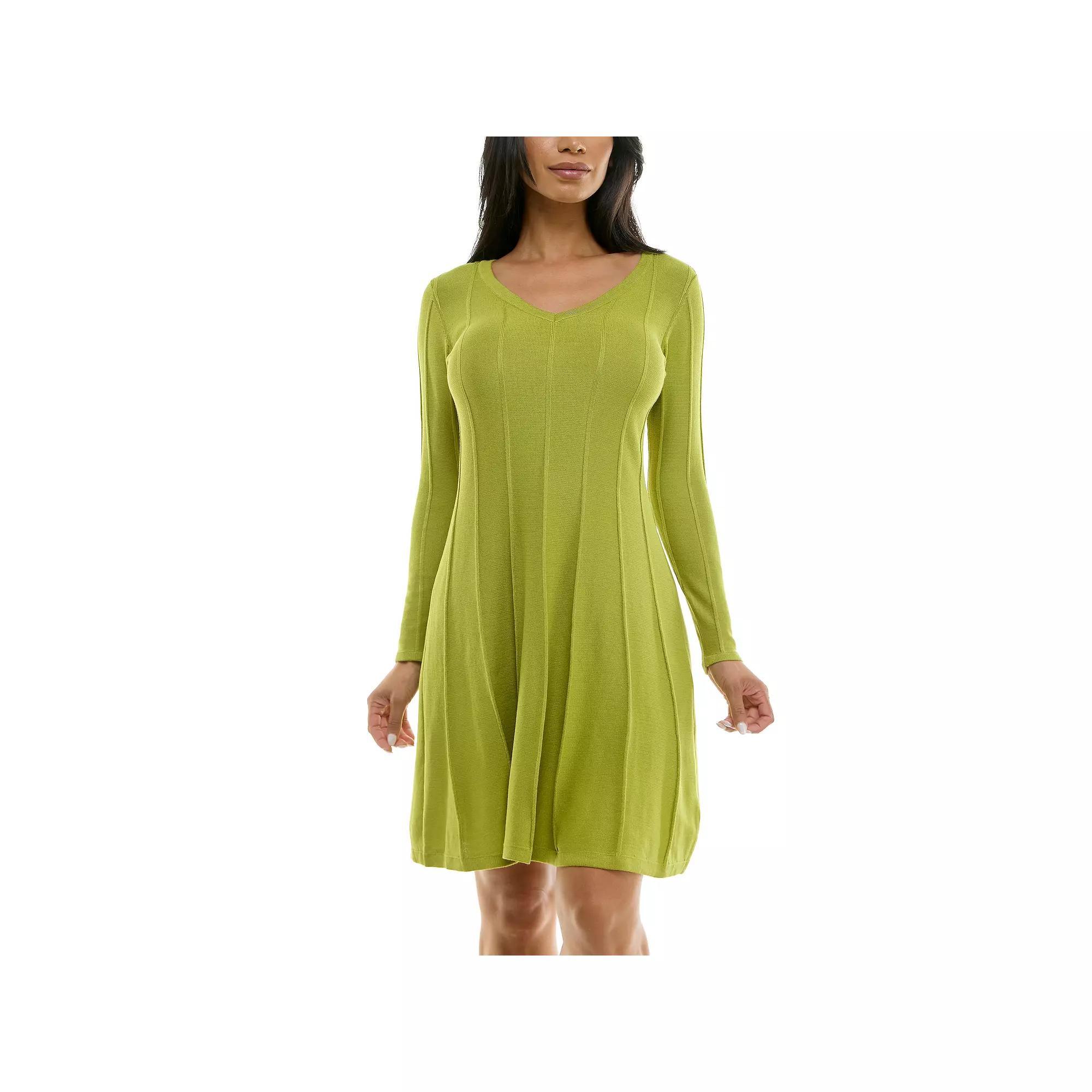 Women's Nina Leonard A-Line Sweater Dress, Size: Small, Black Plum Product Image