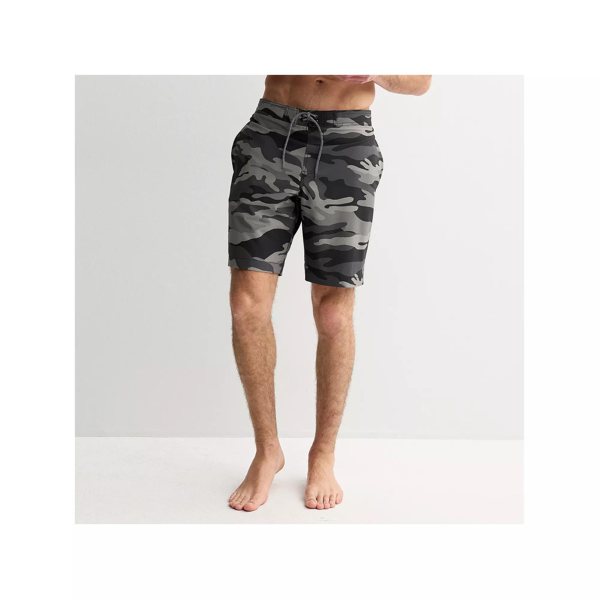 Men's Trinity Coast 9" Elastic Waist Boardshorts, Size: XL, Black Camo Product Image