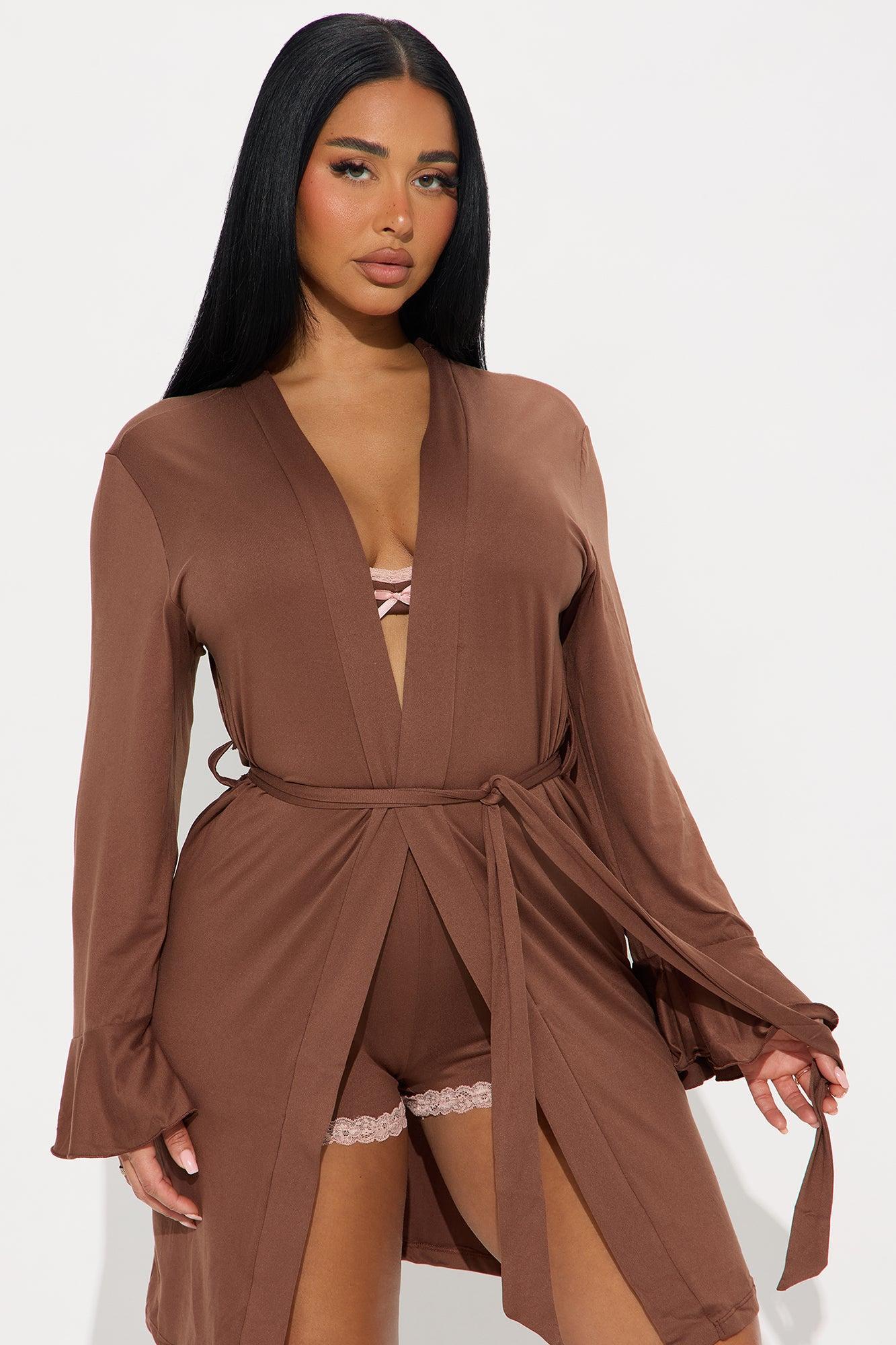 In Bed All Day PJ Robe Set - Chocolate Product Image