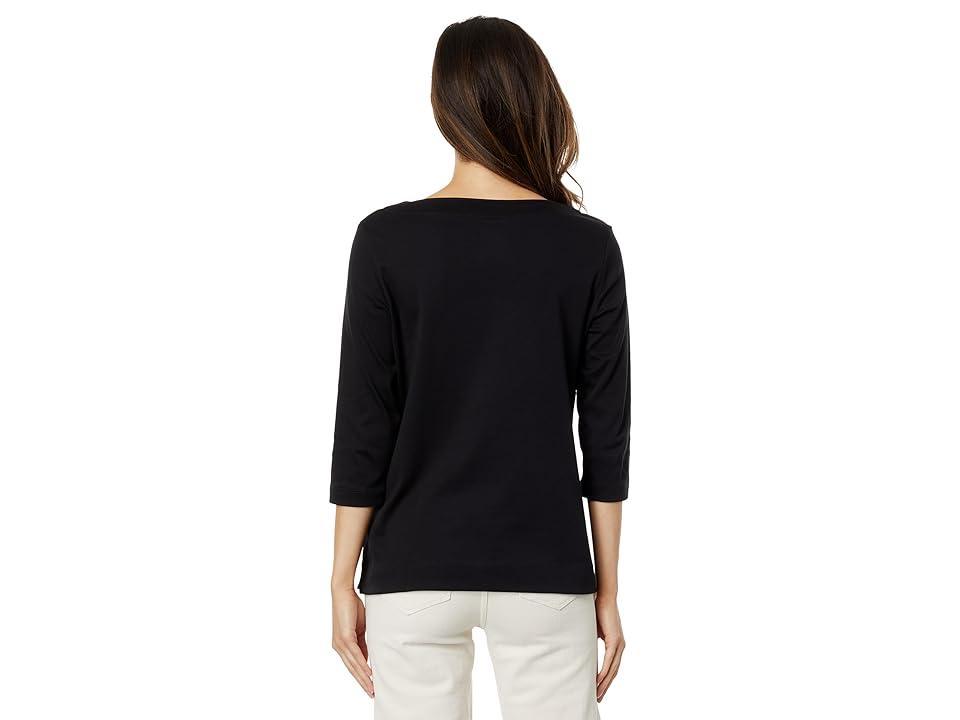 L.L.Bean Pima Tops Split-Neck Tunic 3/4 Sleeve Women's Clothing Product Image
