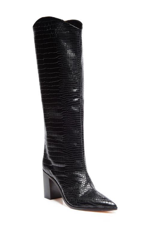 Schutz Womens Maryana Croc-Embossed Block Heel Pointed-Toe Tall Boots Product Image