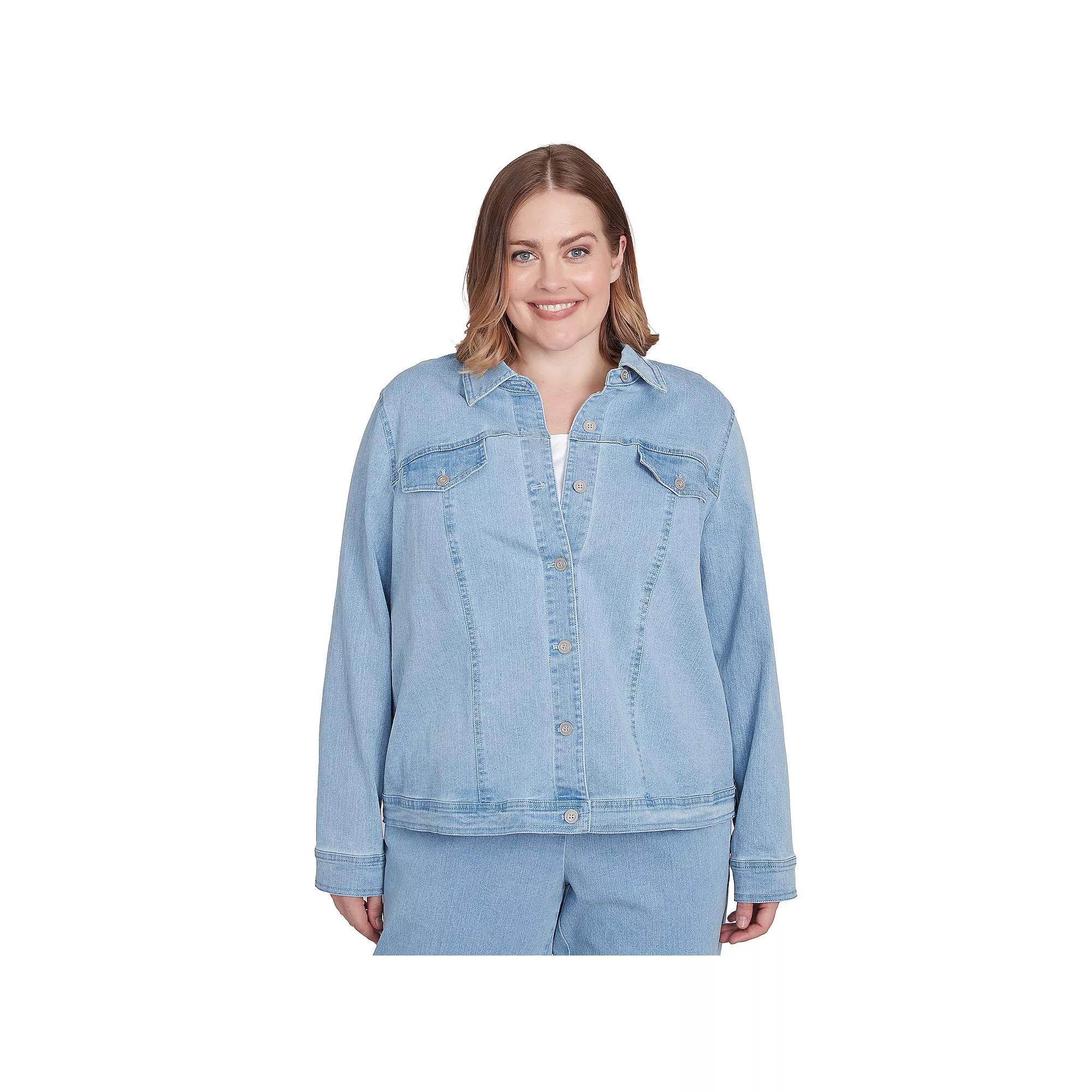 Plus Size Alfred Dunner Classic Fit Denim Jacket, Women's, Size: 2XL, Light Blue Product Image
