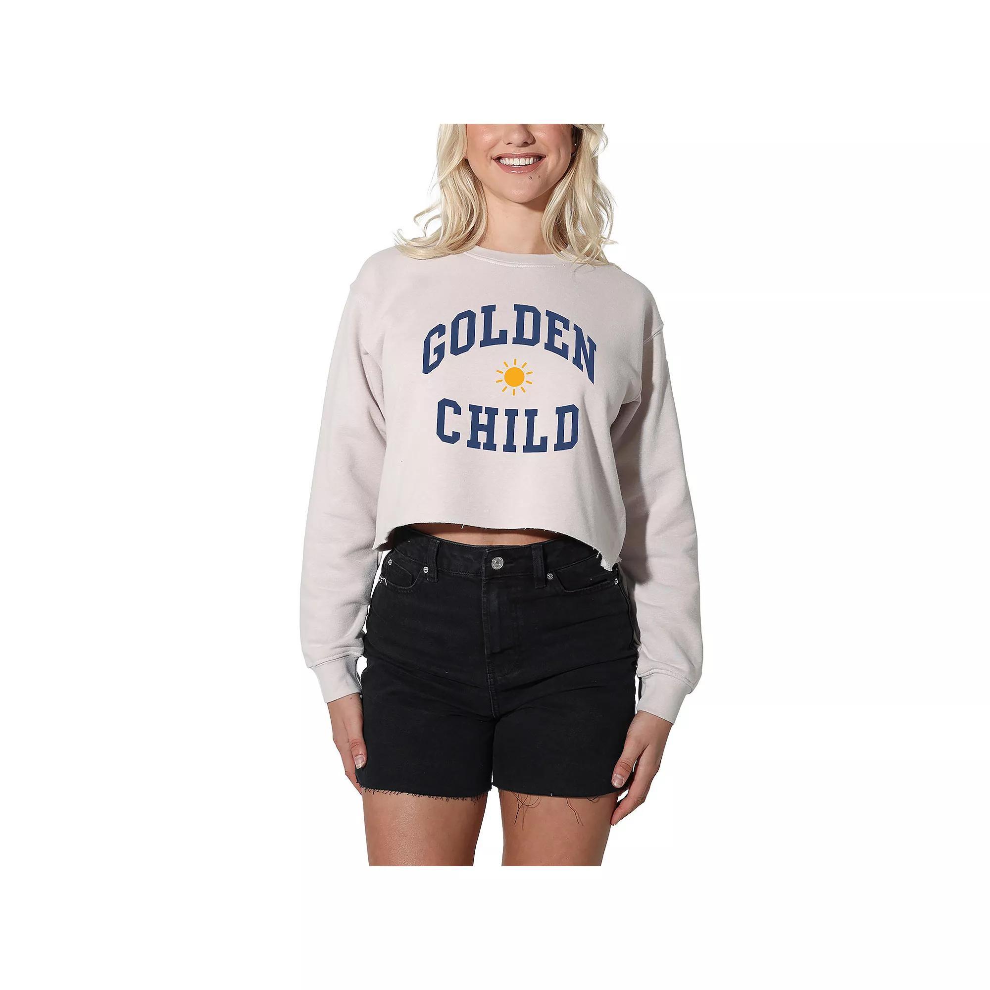 Women's Suburban Riot Golden Child Cropped Graphic Sweatshirt, Girl's, Size: Large, Beige Product Image