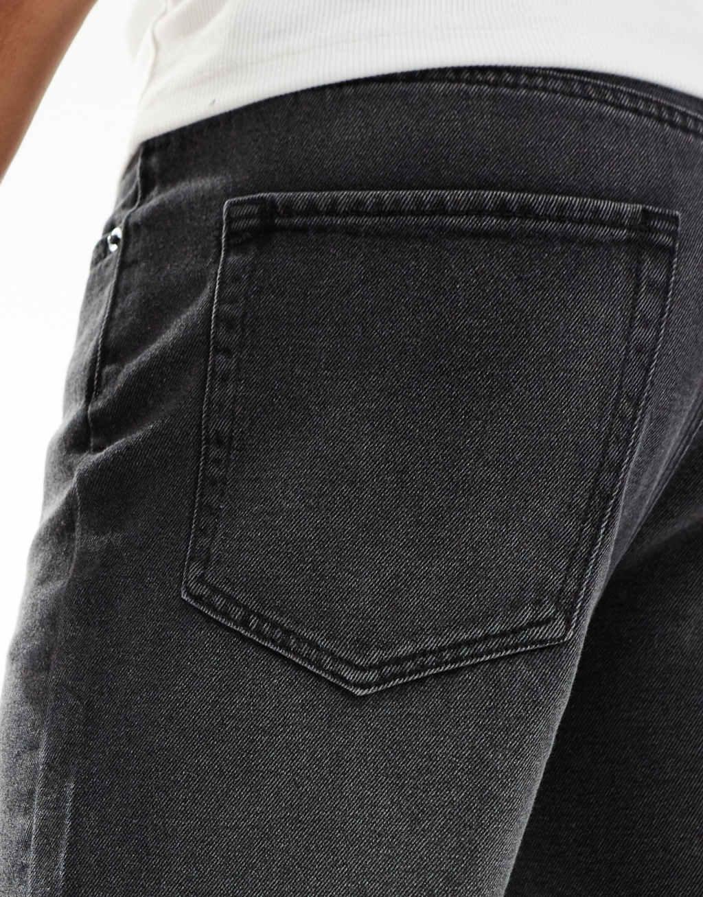 ADPT wide fit cut off denim shorts in washed black Product Image