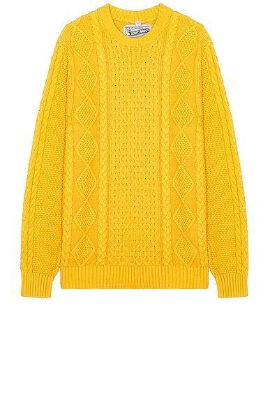 Schott Cableknit Sweater in Yellow Product Image