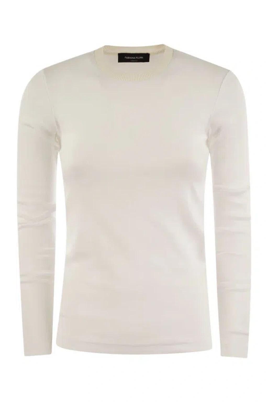FABIANA FILIPPI Long-sleeved T-shirt In Jersey In White Product Image