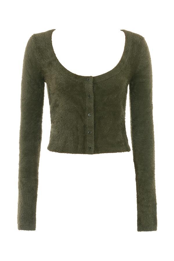 Saffron Chocolate Soft Boucle Knit Top Product Image
