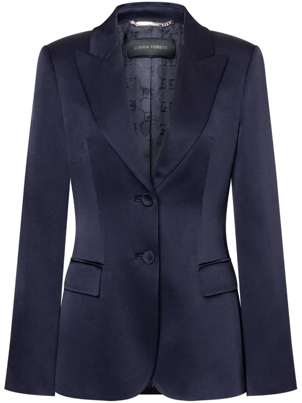 ALBERTA FERRETTI Buttoned Long Sleeve Blazer In Blue Product Image