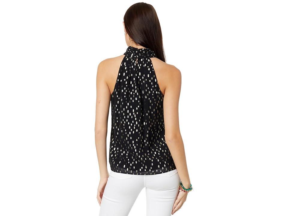 Lilly Pulitzer Donita Halter Top (Onyx Viscose Metallic Clip Dobby) Women's Clothing Product Image