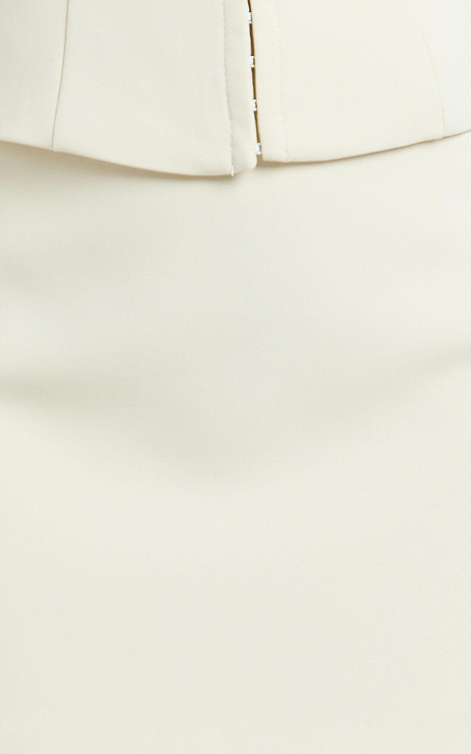 Mikey Mini Skirt - Mid Waisted Tailored A Line Skirt in Sand Product Image