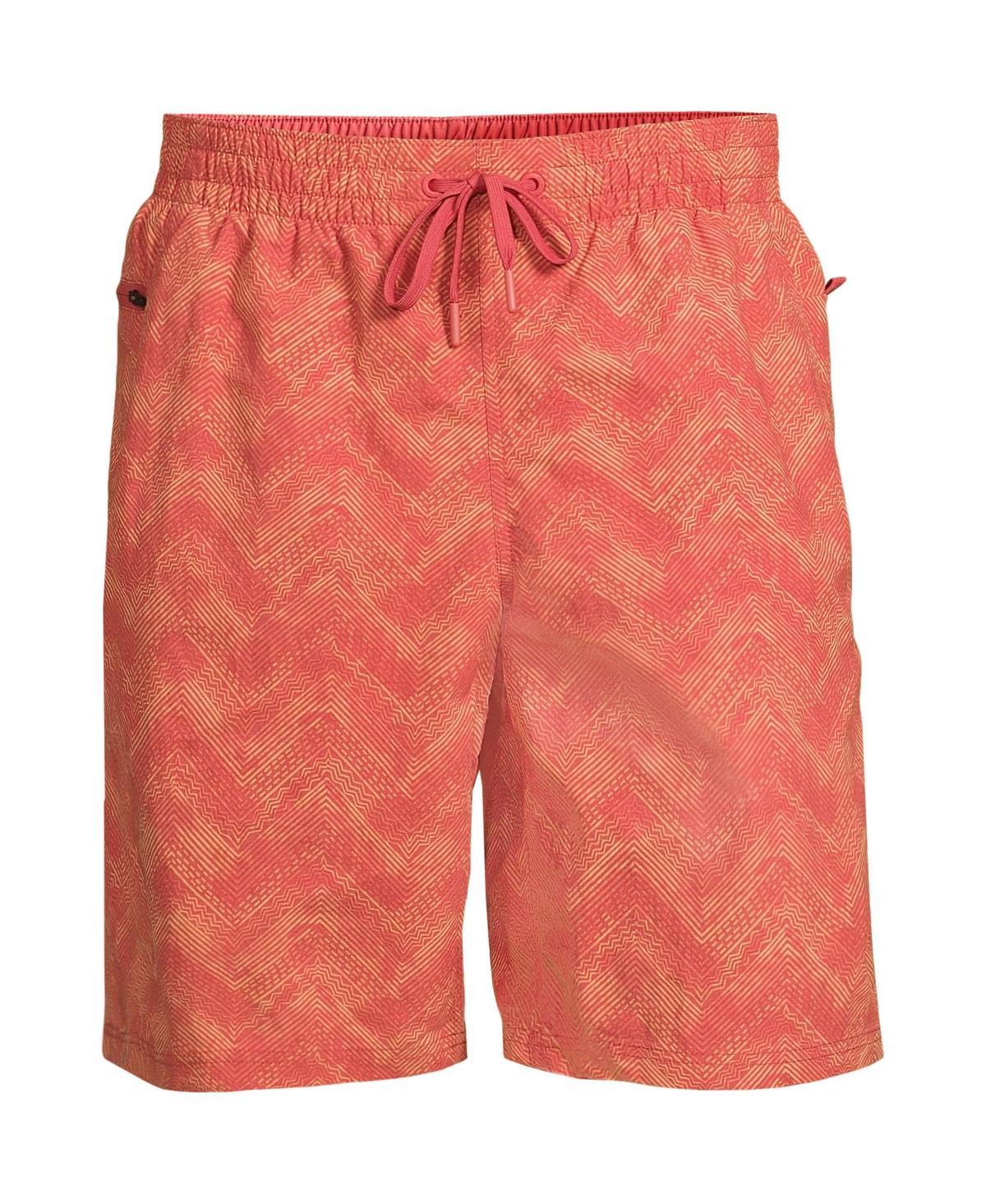 Mens Lands End 9 Swim Trunks Lime Green Colorblock Product Image