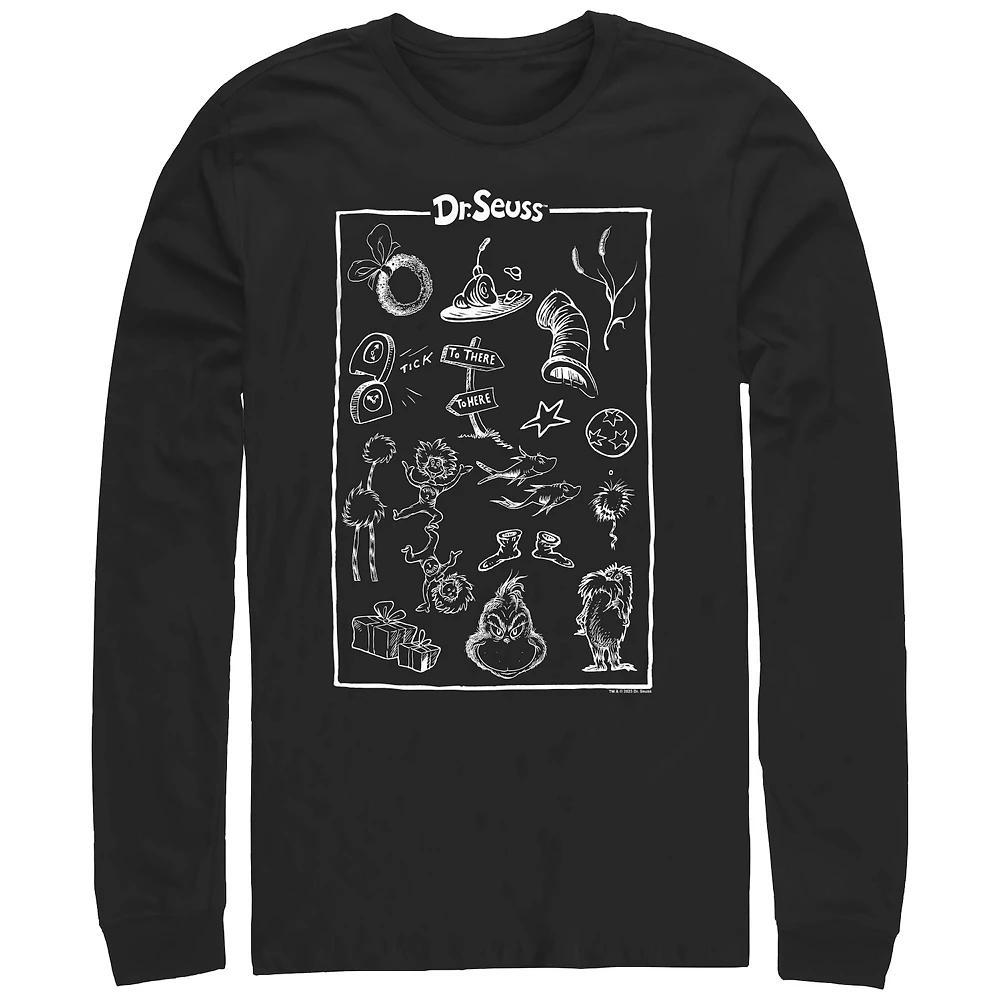 Men's Dr. Seuss Collection Long Sleeve Graphic Tee, Size: Large, Black Product Image