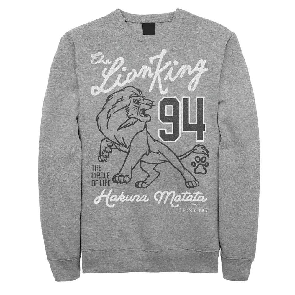 Men's Disney's The Lion King Simba '94 The Circle Of Life Line Art Logo Fleece, Size: Small, Athletic Grey Product Image