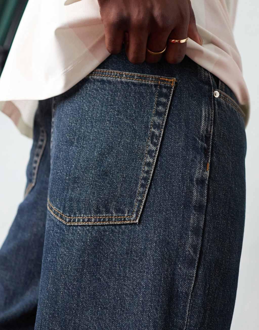 ASOS DESIGN straight jeans in dark wash blue Product Image