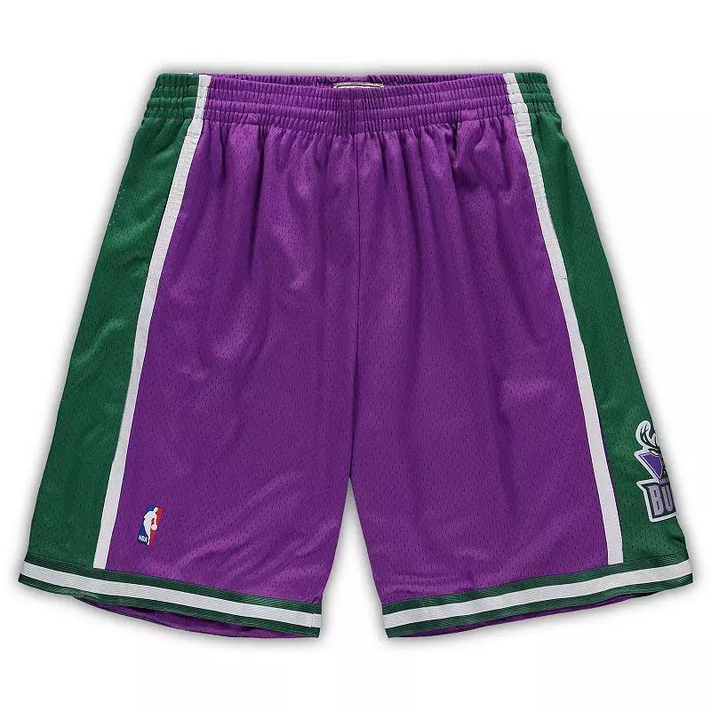 Men's Mitchell & Ness Purple Milwaukee Bucks Big & Tall Hardwood Classics Team Swingman Shorts, Size: 3XB Product Image
