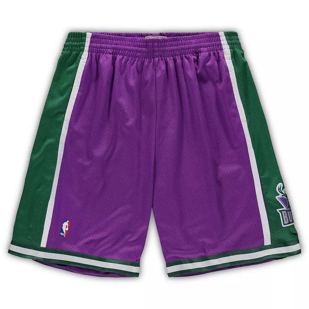 Men's Mitchell & Ness Purple Milwaukee Bucks Big & Tall Hardwood Classics Team Swingman Shorts, Size: 3XB Product Image