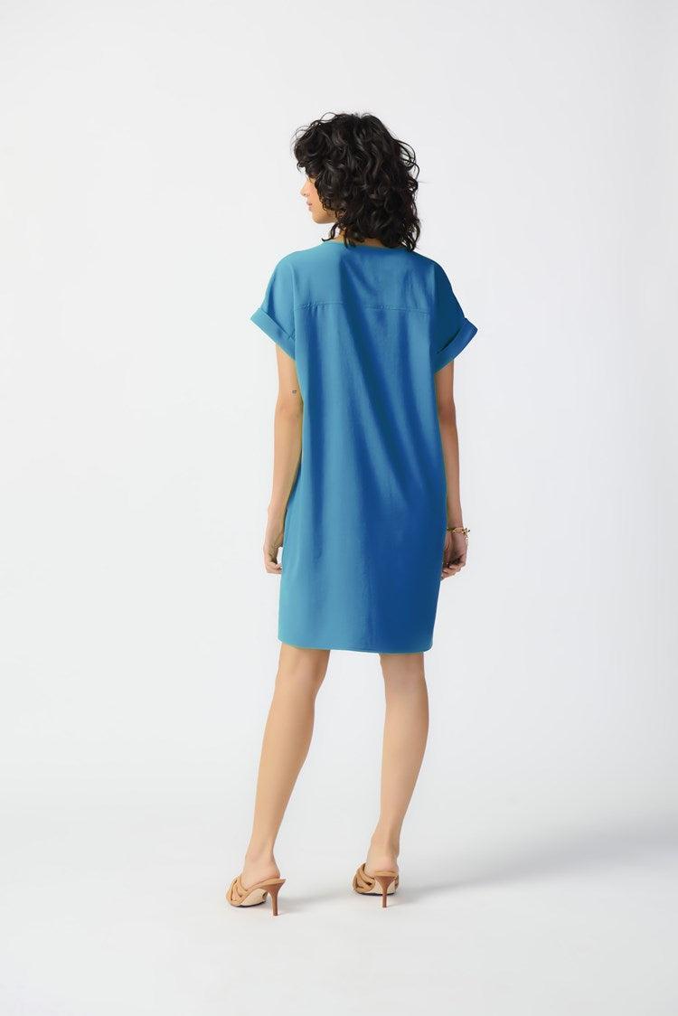 Stretch Woven Straight Dress - French Blue Product Image