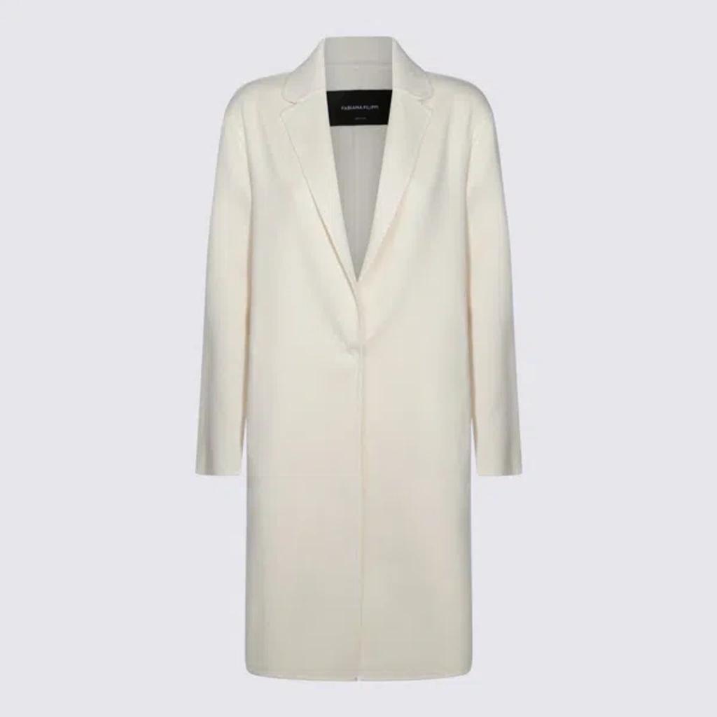 FABIANA FILIPPI White Wool Coat In Yellow Product Image