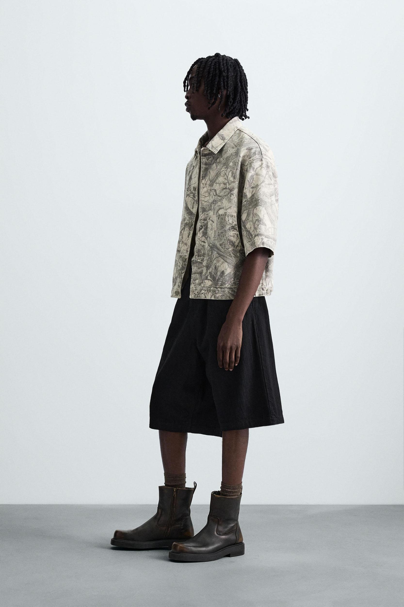 WASHED ABSTRACT PRINT OVERSHIRT Product Image