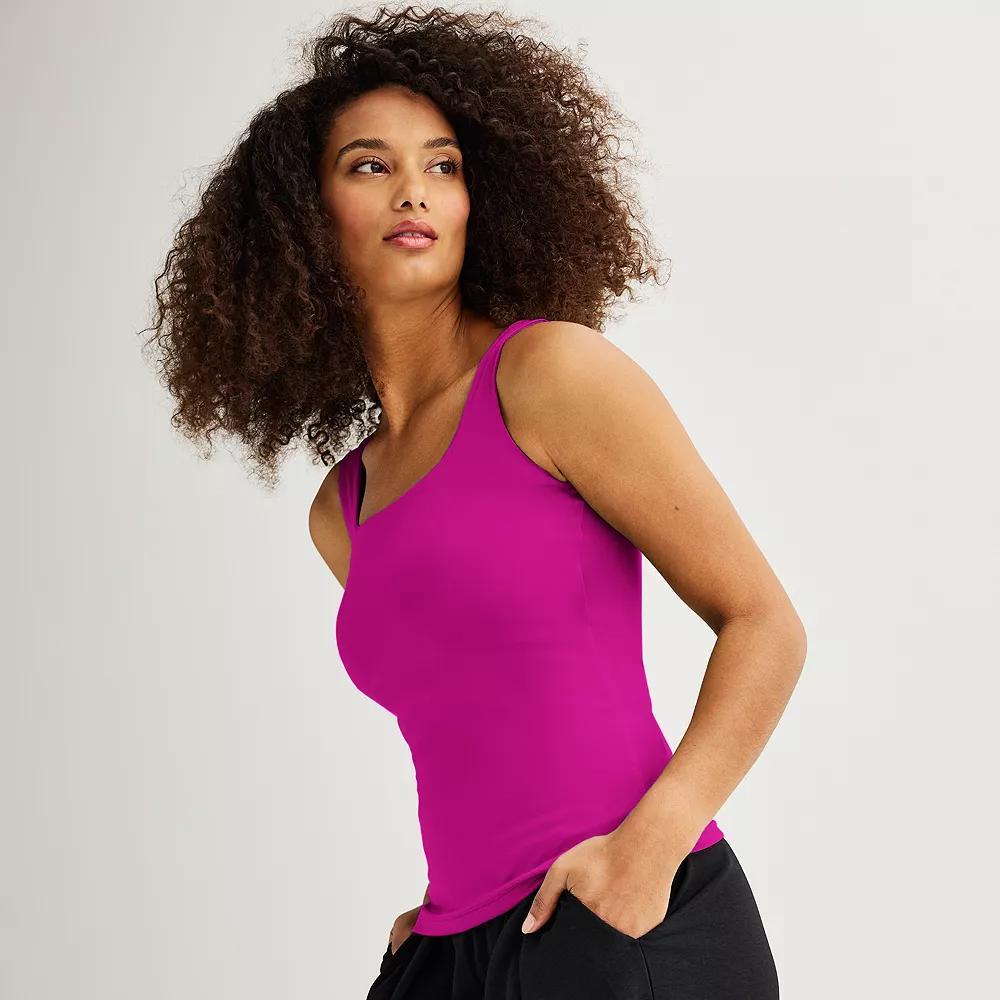 Women's Nine West Sculpt Squareneck Tank Top, Size: Large, Maddie Purple Product Image